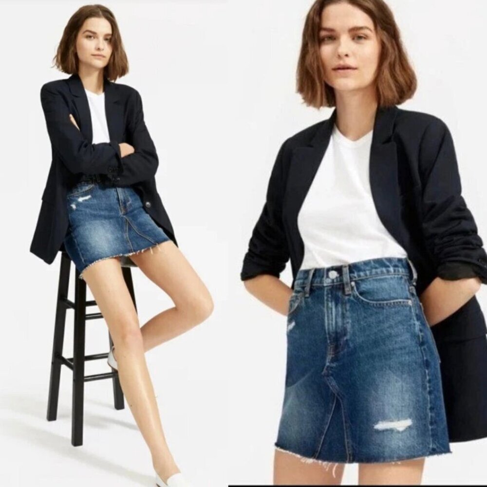 Everlane The Deconstructed Denim Skirt Women's Size 26